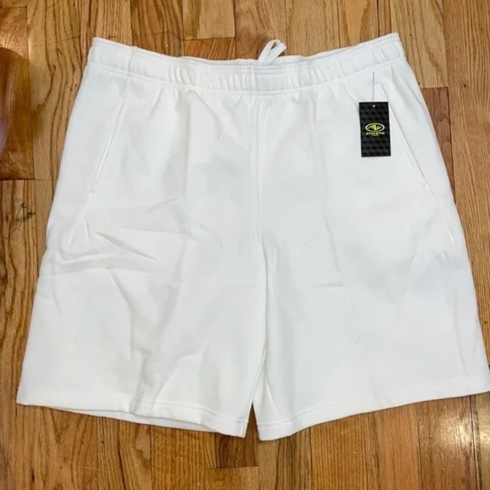 NEW Men's White Fleece Shorts Big Tall Men L 36-38
